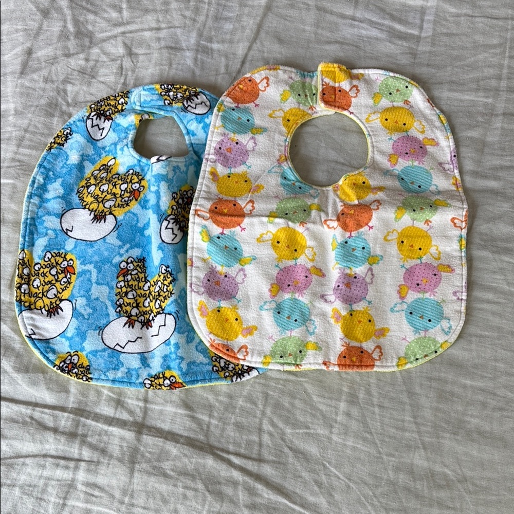 2pk Chick Baby Bib Set Handmade Hardly Used
